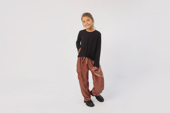 JOYOUS & FREE CARGO TIE PANT TERRACOTTA SILVER