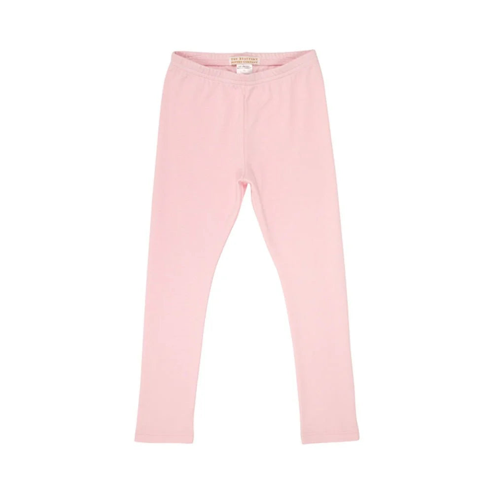 Light pink knit leggings for toddlers, shown flat against a solid white background.