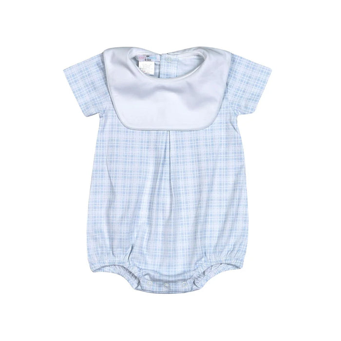 BABY LOREN CASEY BLUE PLAIDS PIMA BIB BUBBLE