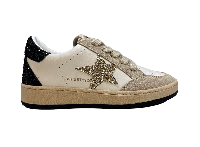 VINTAGE HAVANA ARIELLA GOLD GLITTER STAR WHITE TAUPE BLACK GLITTER SNEAKER