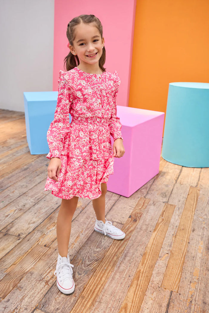 BISBY CARLETON DRESS HOT PINK ABSTRACT FLORAL