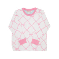 TBBC CASSIDY COMFY CREWNECK BELLE MEADE BOW WITH HAMPTONS HOT PINK