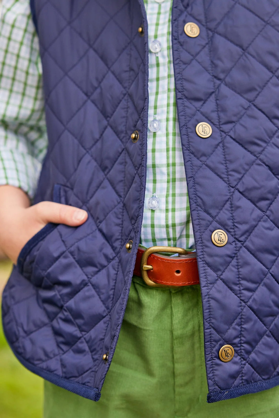 Little English Classic Quilted Vest  Navy