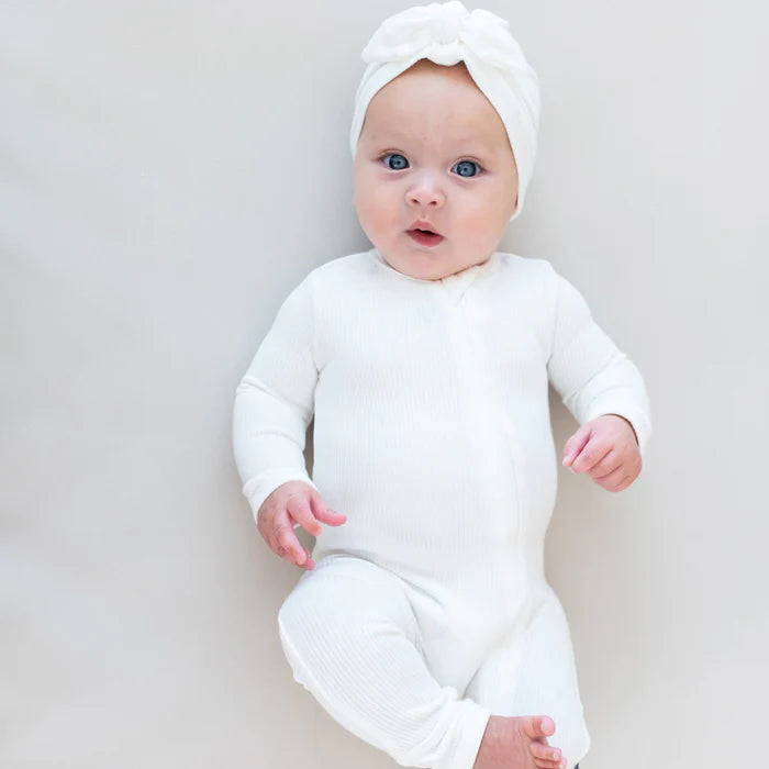 KYTE BABY RIBBED ZIPPERED ROMPER CLOUD