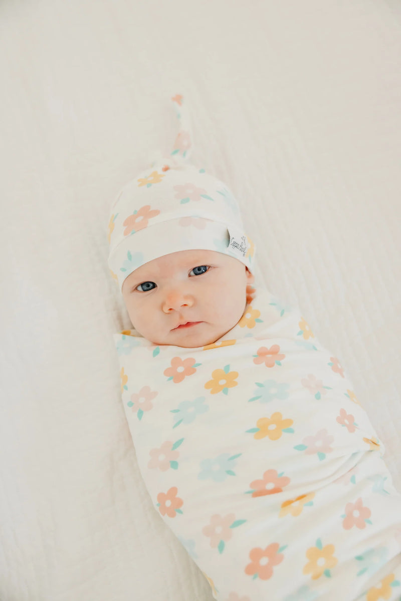 COPPER PEARL DAISY TOP KNOT HAT