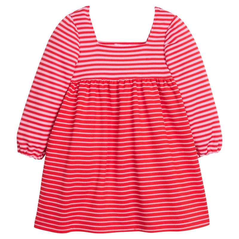 BISBY CORA DRESS PINK & RED PIQUE STRIPE