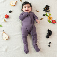 KYTE BABY ZIPPERED FOOTIE IN CURRANT