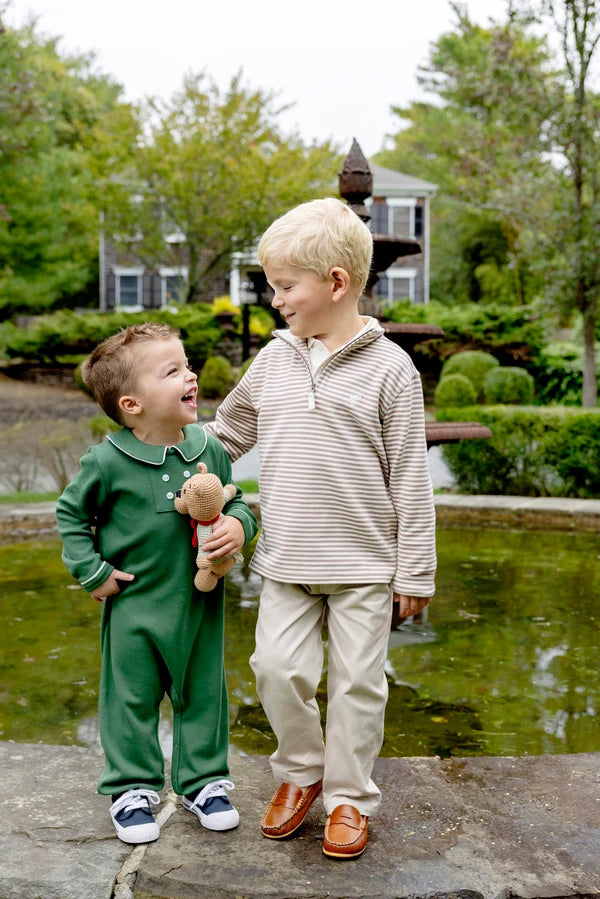 TBBC Benny Button Romper Grier Green Palmetto Pearl