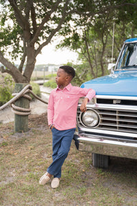 SALTWATER BOYS INSHORE PERFORMANCE POLO RED STRIPE