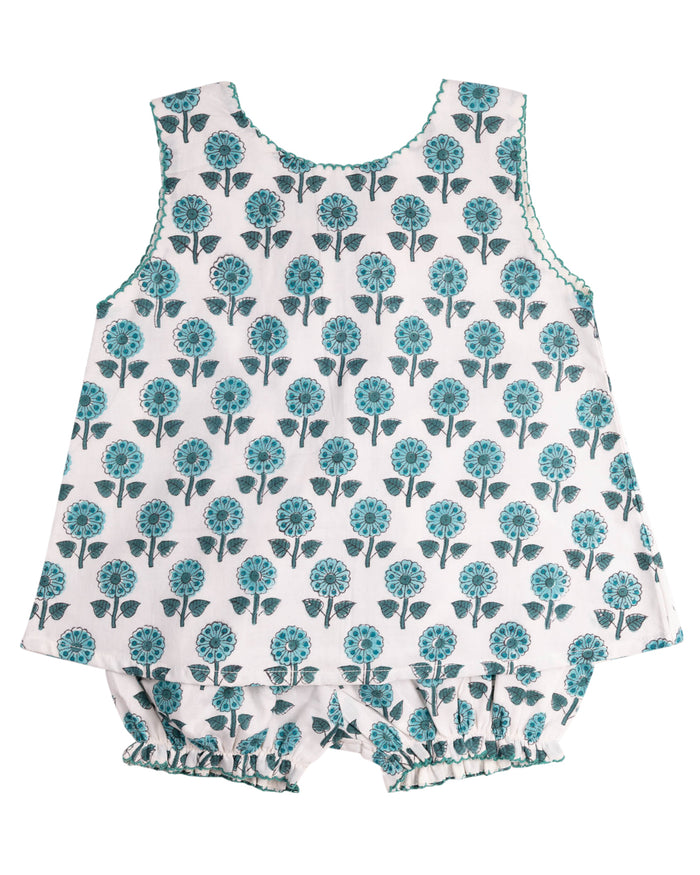 SMOCKINGBIRD TEAL FLORAL BLOOMER SET