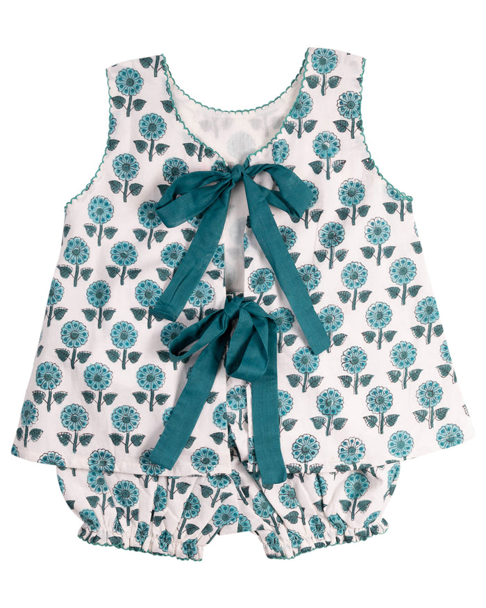 SMOCKINGBIRD TEAL FLORAL BLOOMER SET