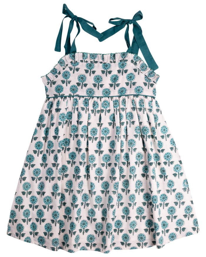 SMOCKINGBIRD TEAL FLORAL PRINT DRESS