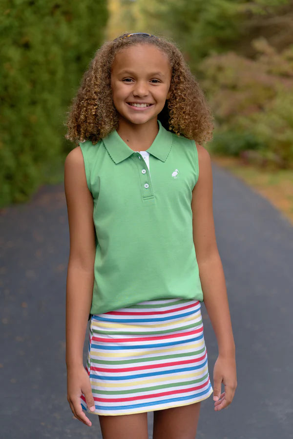 TBBC SLEEVELESS ANNA PRICE POLO GIBSSON ISLAND GREEN/WORTH AVENUE WHITE