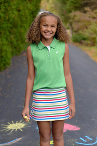 TBBC SLEEVELESS ANNA PRICE POLO GIBSSON ISLAND GREEN/WORTH AVENUE WHITE