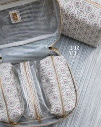 TRVL LUXE TRVL2 COSMETIC TOILETRY CASE ANTIBES WITH NAVY PINSTRTIPE LINER