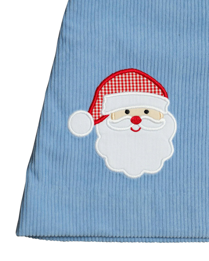 SMOCKINGBIRD SANTA APPLIQUE LIGHT BLUE CORDUROY DRESS