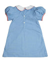 SMOCKINGBIRD SANTA APPLIQUE LIGHT BLUE CORDUROY DRESS