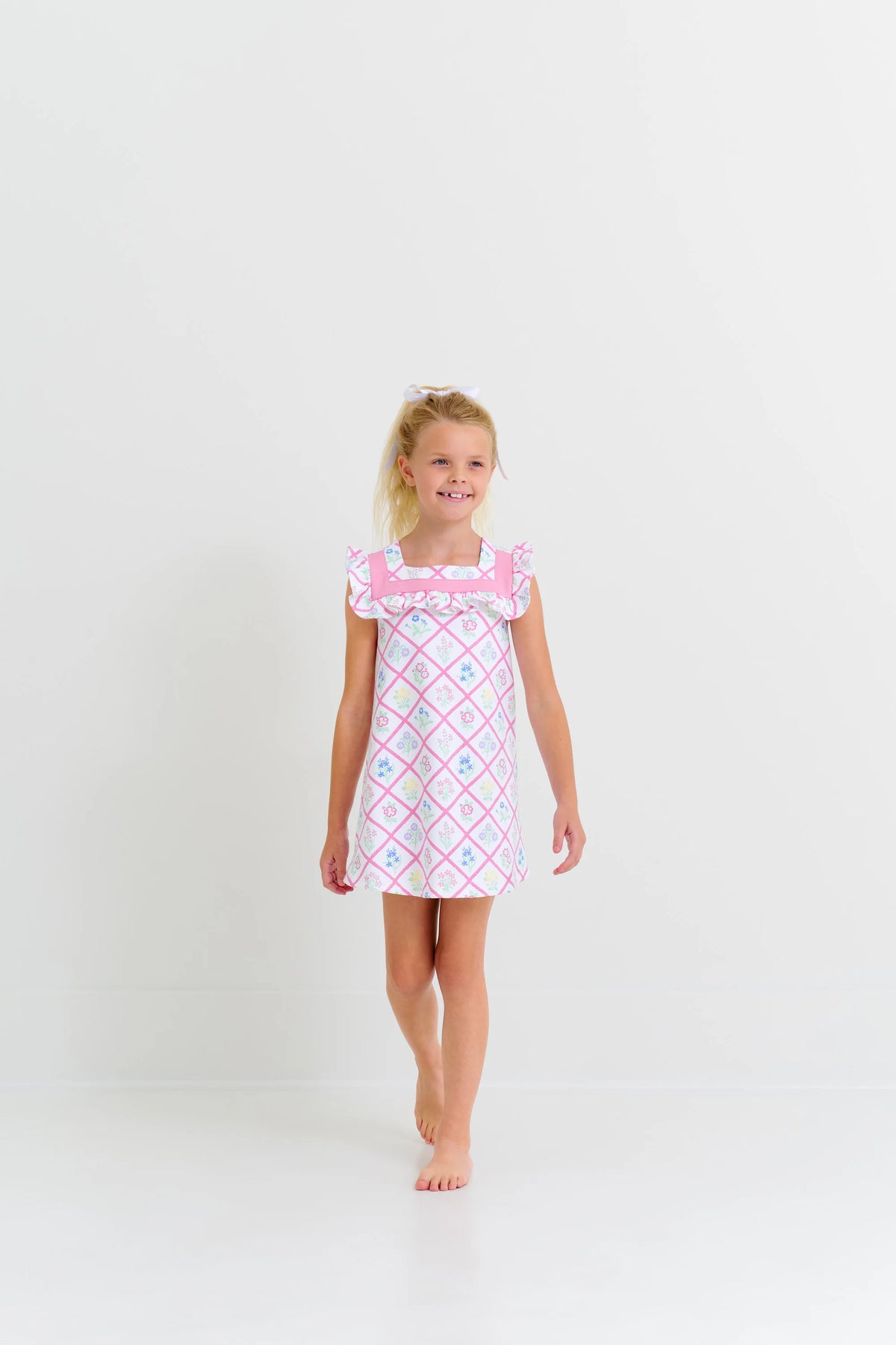 TBBC DARLA DRESS FRENCH COUNTRY FLORAL WITH HAMPTONS HOT PINK