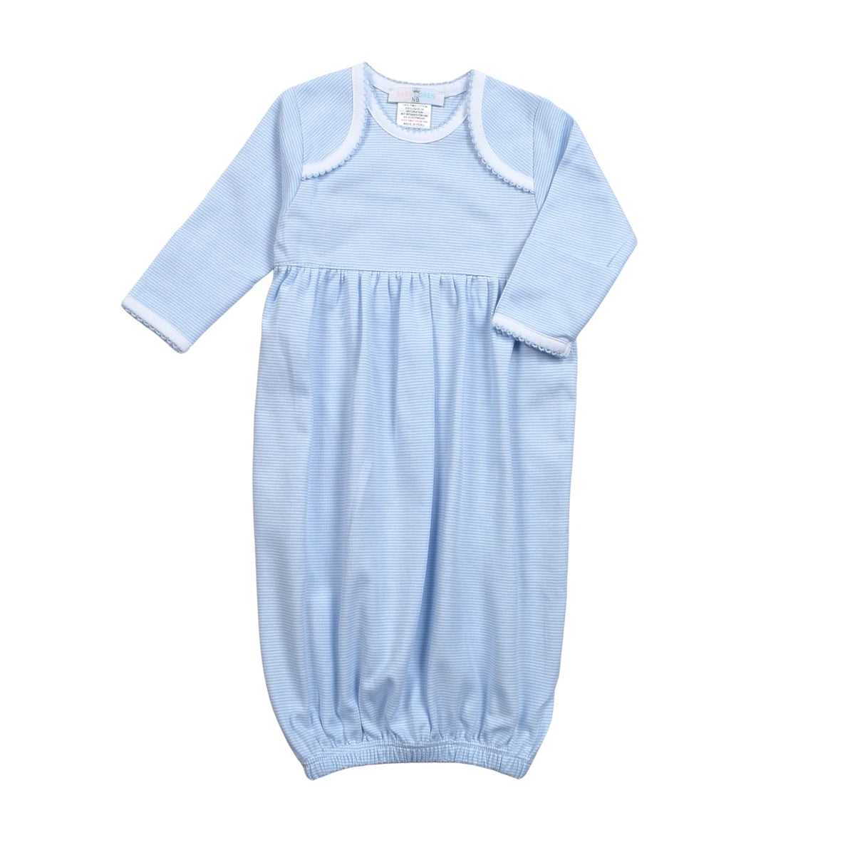 BABY LOREN BLUE TINY STRIPES PIMA GOWN