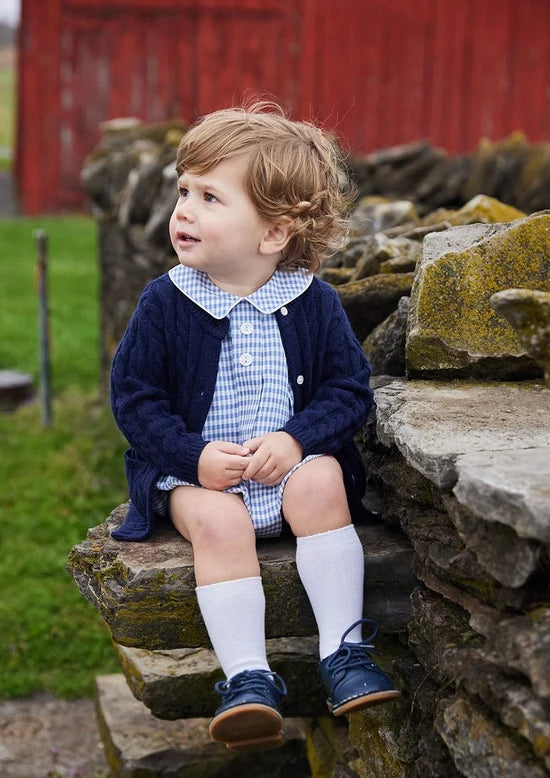 Little English Davant Bubble Gray Blue Gingham