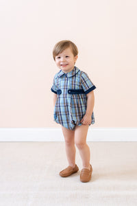 LA BOUTIQUE BY DONDOLO SIMON BOY BUBBLE BLUE PLAID
