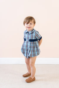 LA BOUTIQUE BY DONDOLO SIMON BOY BUBBLE BLUE PLAID