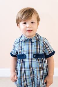 LA BOUTIQUE BY DONDOLO SIMON BOY BUBBLE BLUE PLAID
