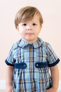 LA BOUTIQUE BY DONDOLO SIMON BOY BUBBLE BLUE PLAID