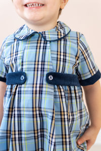 LA BOUTIQUE BY DONDOLO SIMON BOY BUBBLE BLUE PLAID
