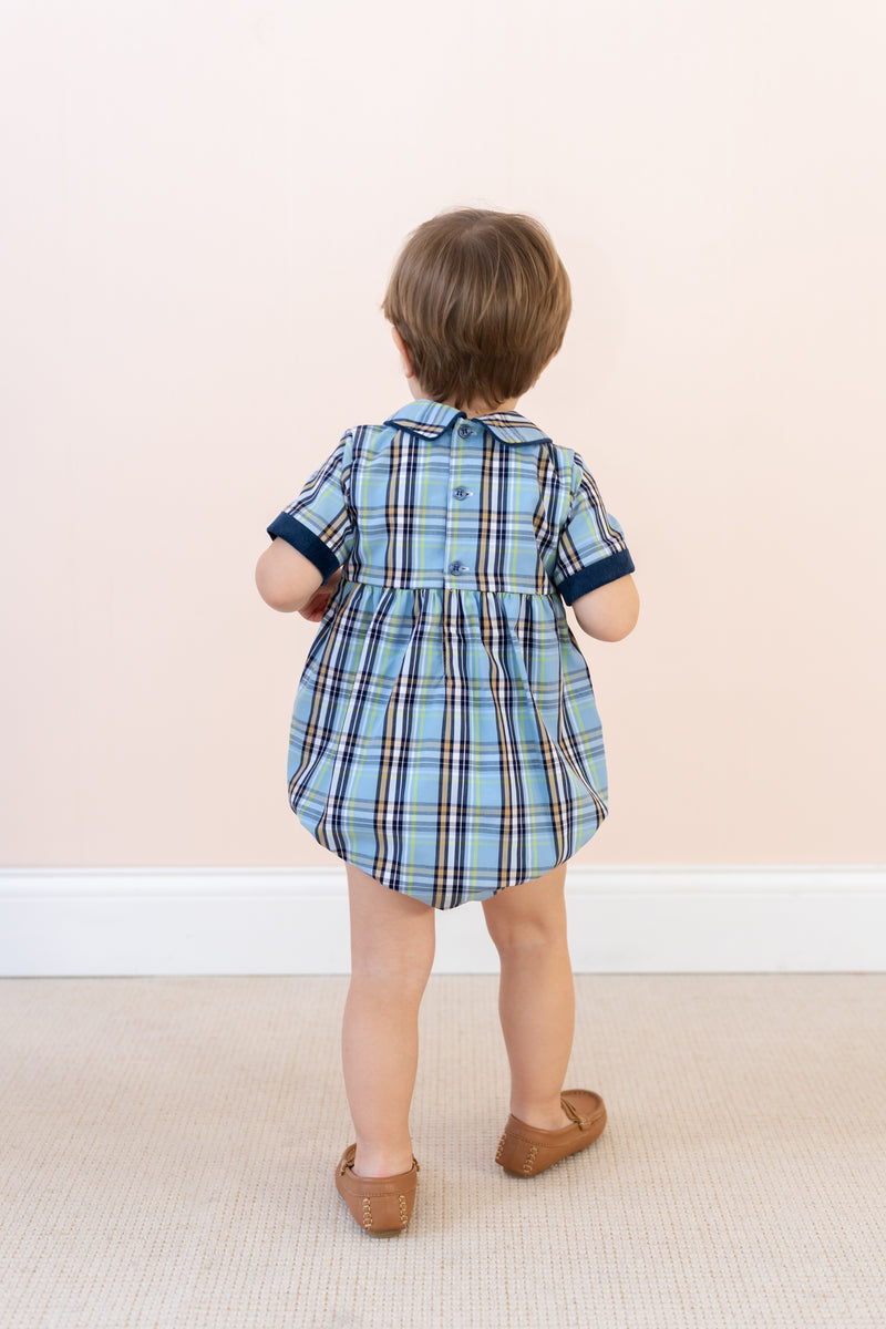LA BOUTIQUE BY DONDOLO SIMON BOY BUBBLE BLUE PLAID