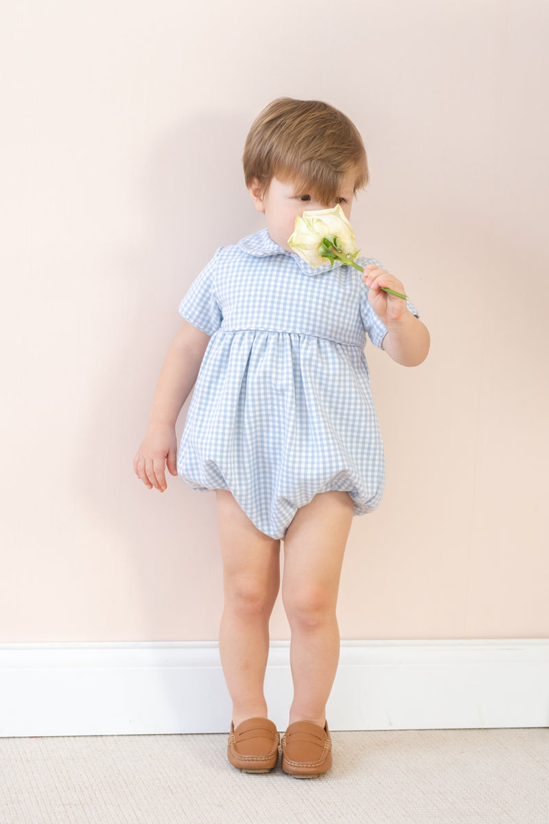 LA BOUTIQUE BY DONDOLO LUCAS BOY BUBBLE BLUE GINGHAM