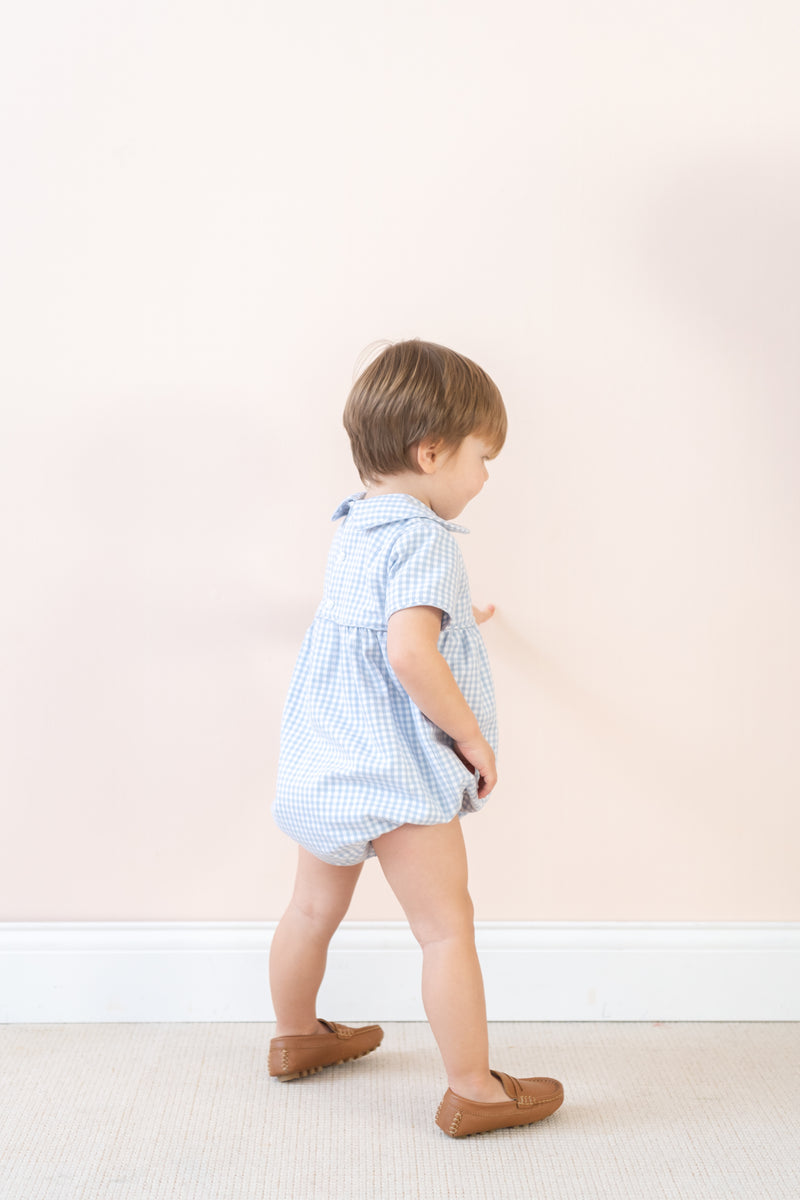 LA BOUTIQUE BY DONDOLO LUCAS BOY BUBBLE BLUE GINGHAM