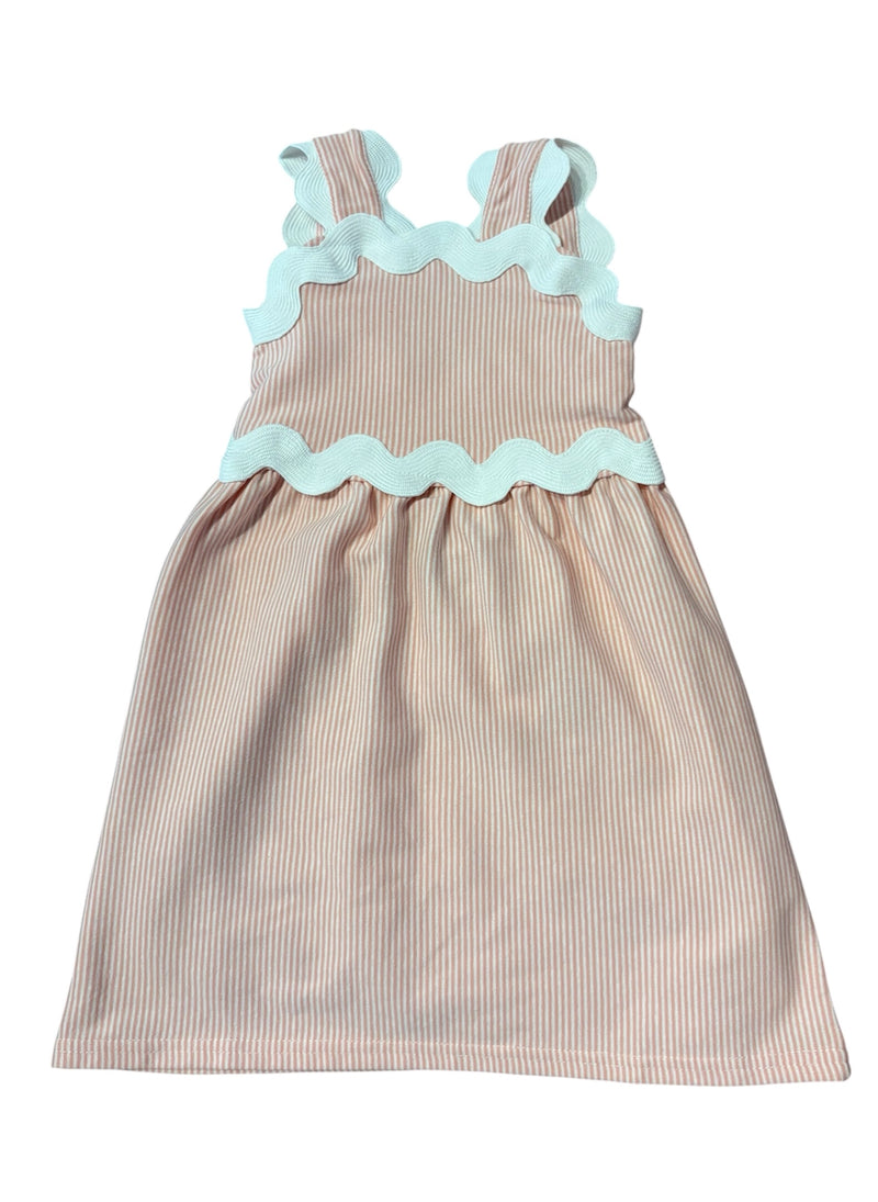 Reese Ric Rac Dress Peach Stripe