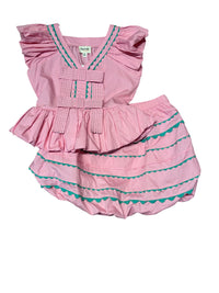 PINK/GREEN SKIRT SET