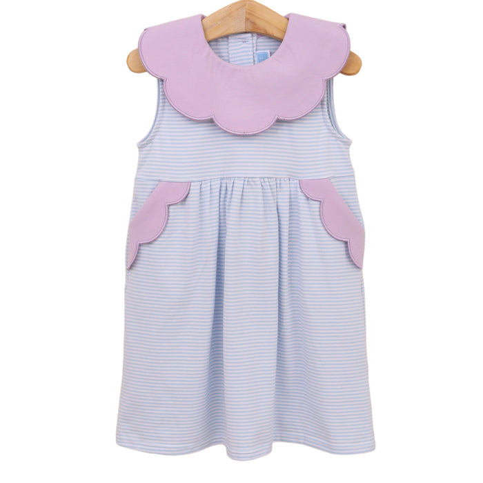 TROTTER STREET PENELOPE DRESS LIGHT BLUE STRIPE/LAVENDER