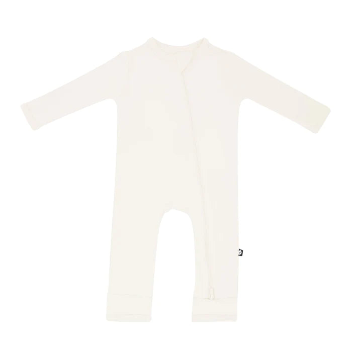 KYTE BABY ZIPPERED ROMPER IN ECRU