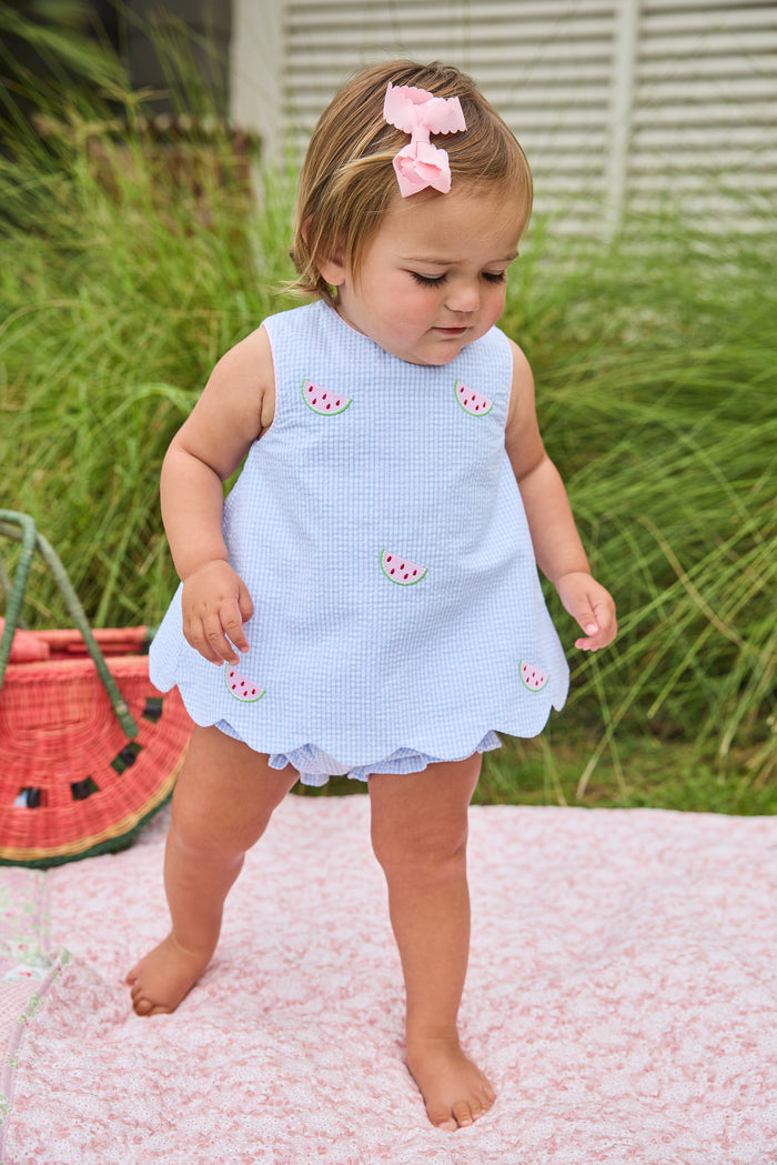 EMBROIDERED BOW BACK BLOOMER SET WATERMELON