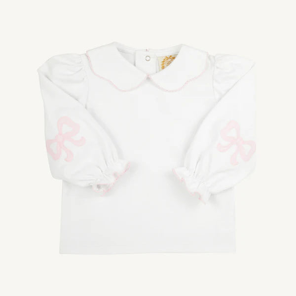 TBBC EMMA ELBOW PATCH TOP WORTH AVE. WHITE