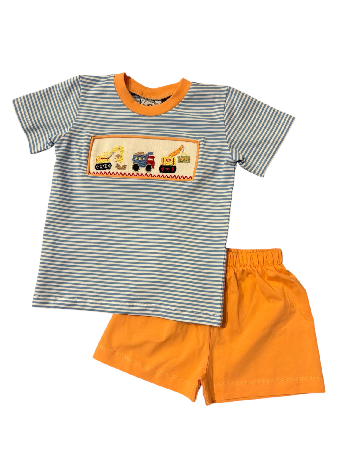 CONSTRUCTION SMOCKED BOYS SHORT SET