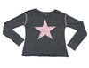 PAPER FLOWER STAR WASHED TOP WITH EMBROIDERY STITCH DETAIL