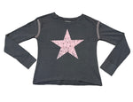 PAPER FLOWER STAR WASHED TOP WITH EMBROIDERY STITCH DETAIL