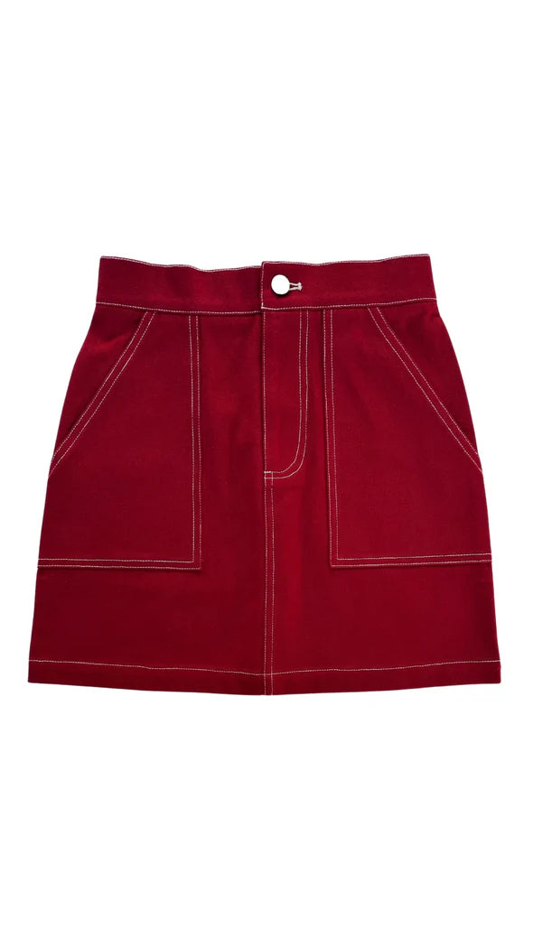 PLEAT  SYDNEY SKIRT RED/WHITE