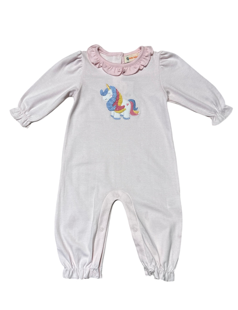 LUIGI GIRLS STRIPE ROMPER WITH UNICORN