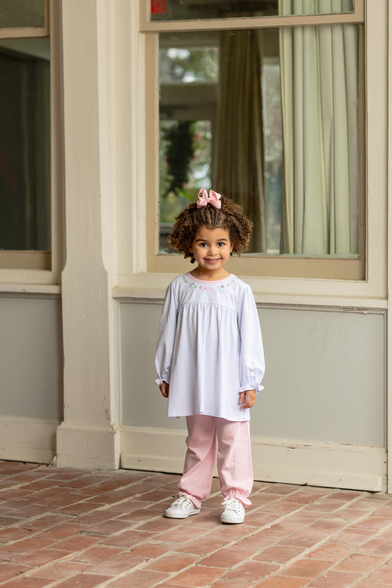 TROTTER STREET FLORAL EMBROIDERY PANTS SET