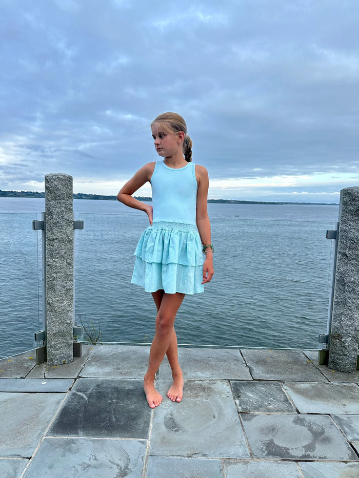 LITTLE OLIN AQUA TANK DRESS