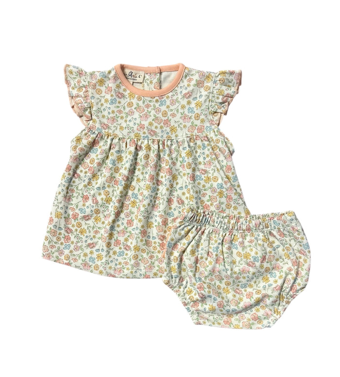MAGNOLIA BABY ENCHANTED MEADOWS PINK RUFFLE DIAPER SET