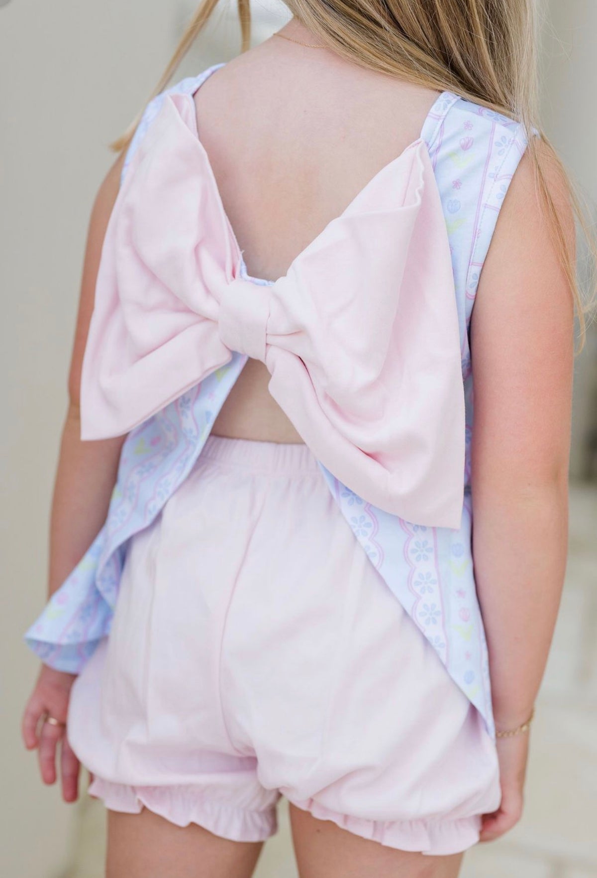 LOTTIE BLOOMER SET BLUE FLORAL SCALLOP