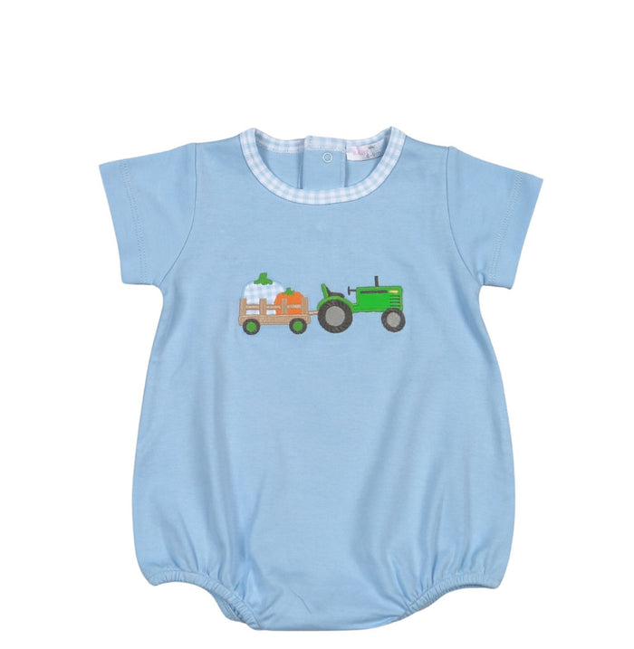 BABY LOREN TRACTORS & PUMPKINS PIMA APPLIQUE BUBBLE