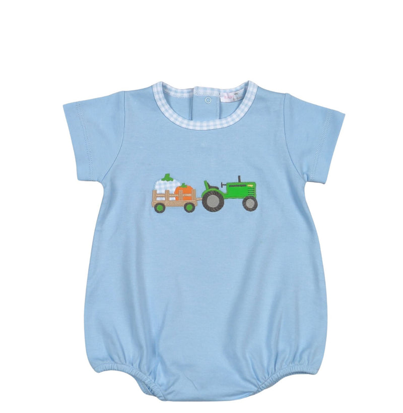 BABY LOREN TRACTORS & PUMPKINS PIMA APPLIQUE BUBBLE