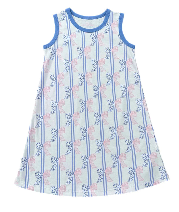 Madison Sleeveless Play Dress Patriotic Bow Knit
